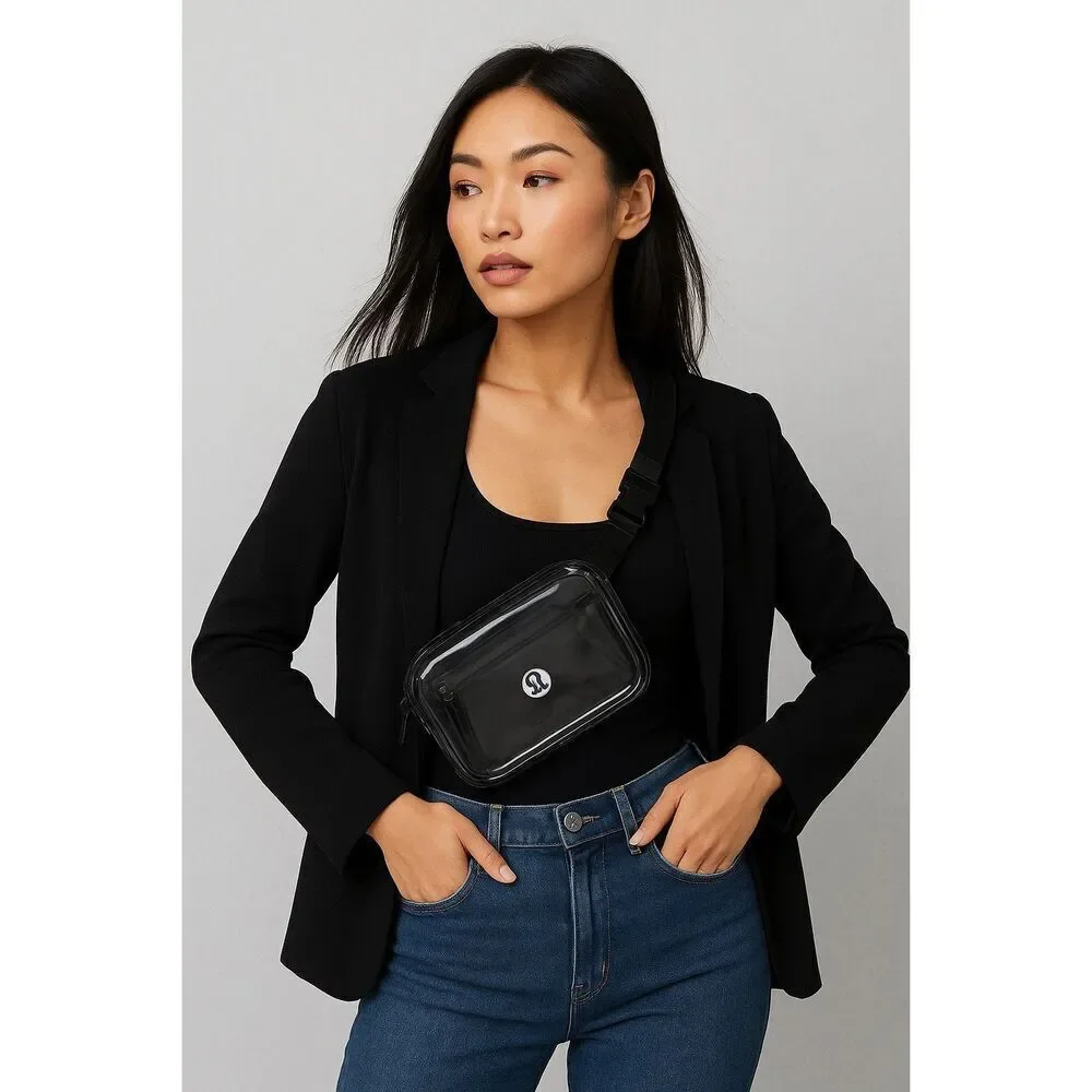 Lululemon Everywhere Black Clear Bag 1L Transparent Crossbody Waist Belt Bag NWT